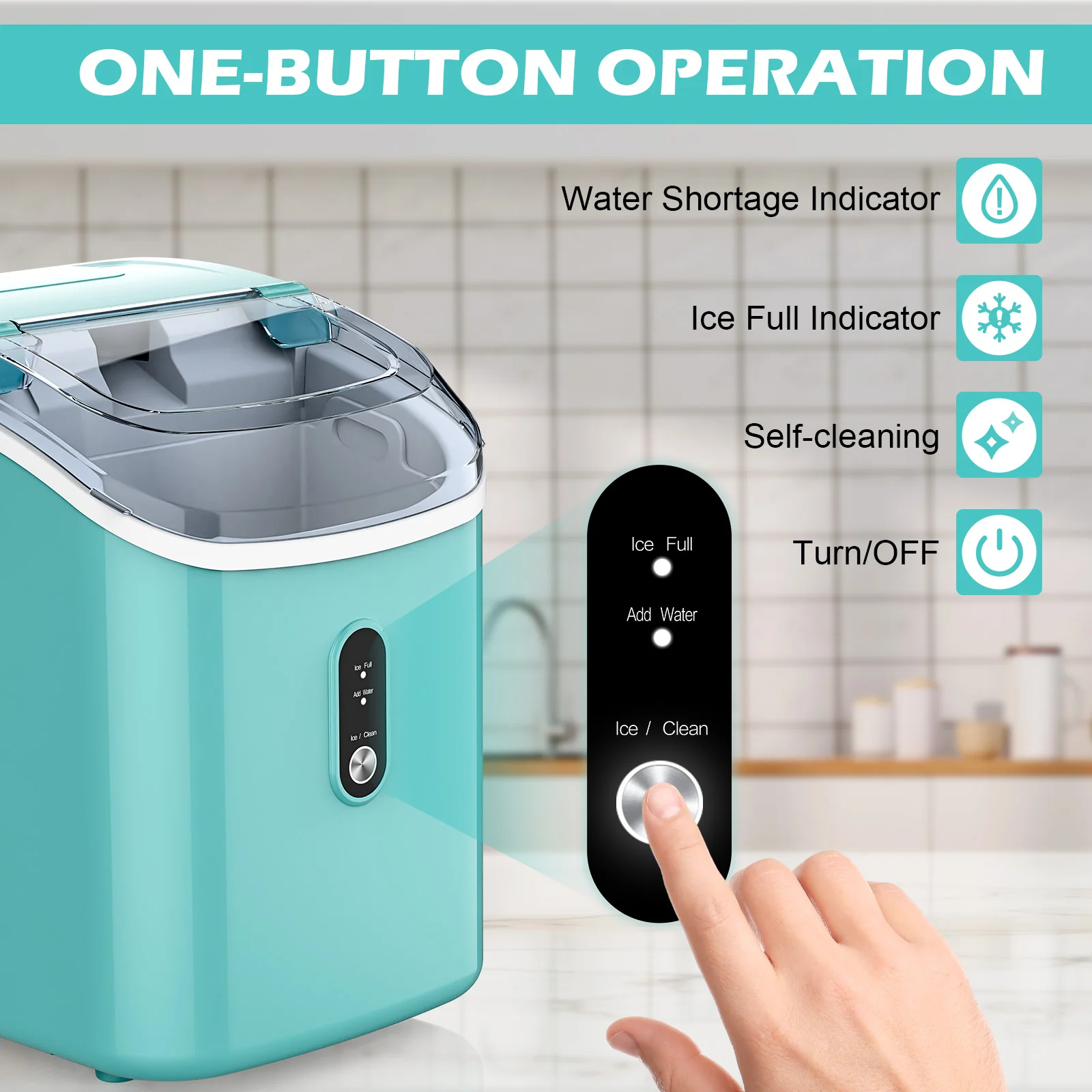 Nugget Ice Maker Countertop with Self-Cleaning