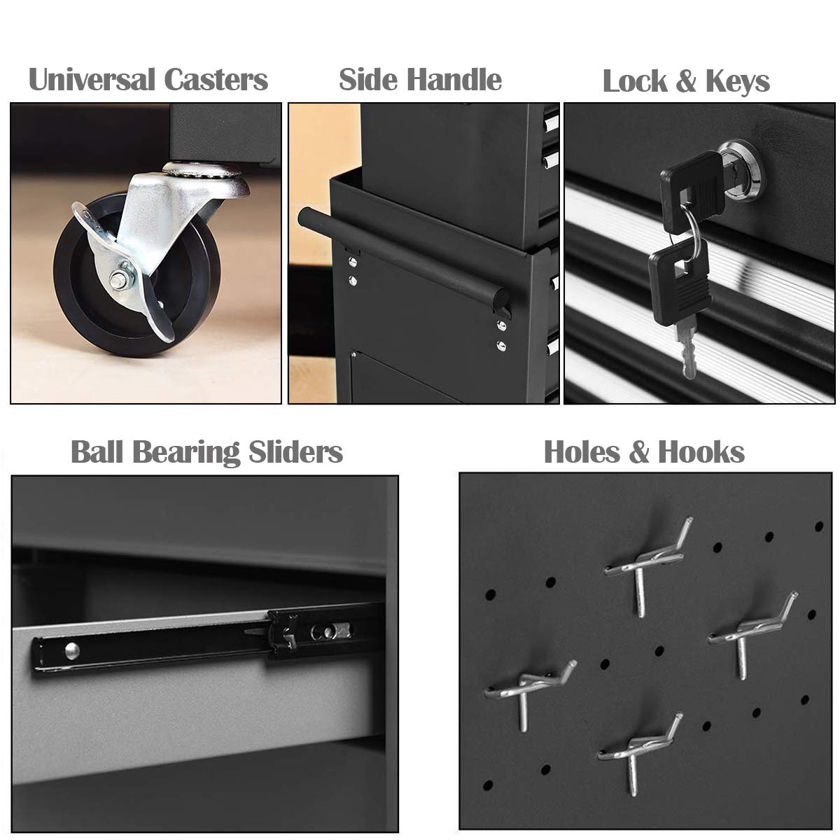 2PCS Rolling Tool Chest, 6-Drawer Toolbox Set of 2