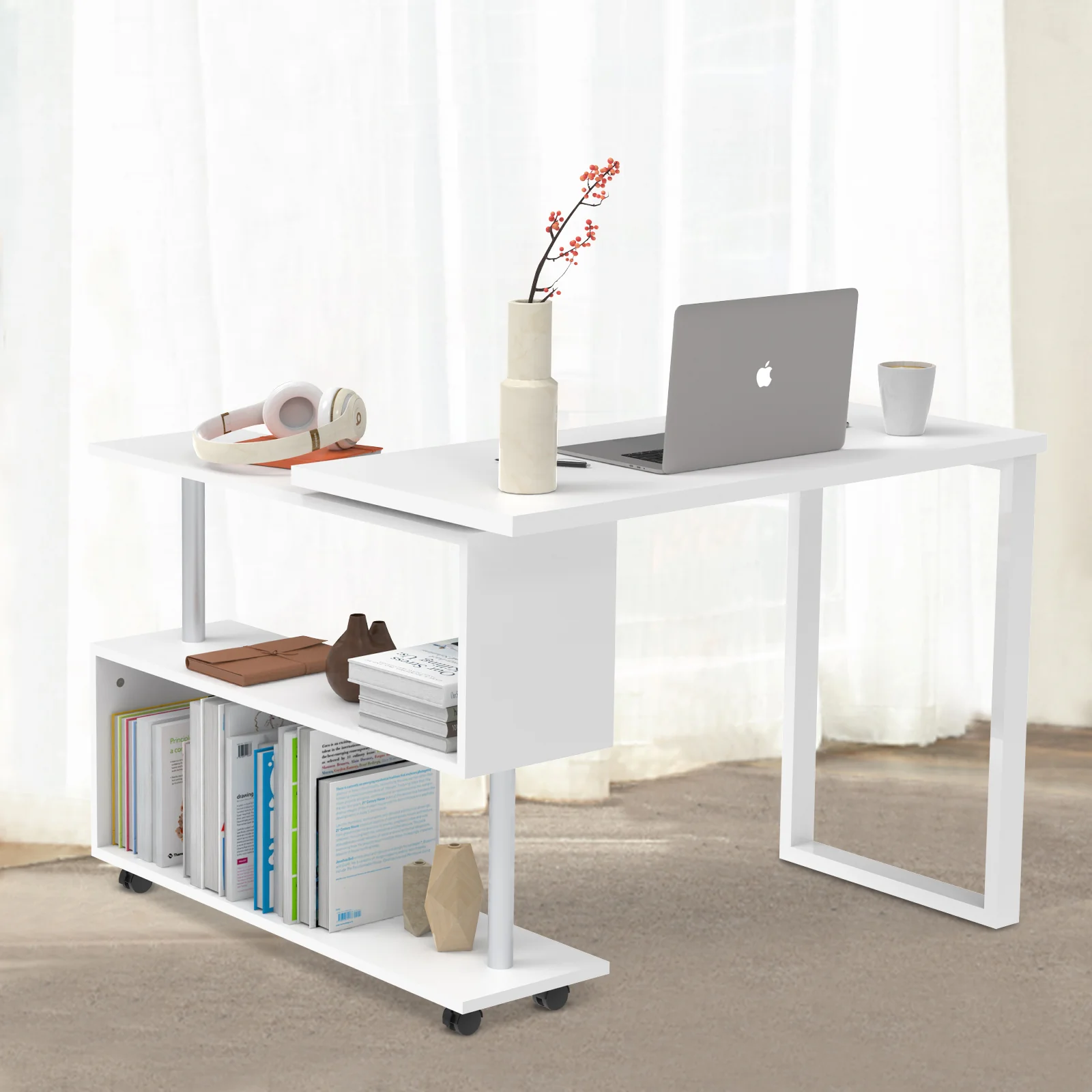 Office Desk Computer Desk Swivel L-shape