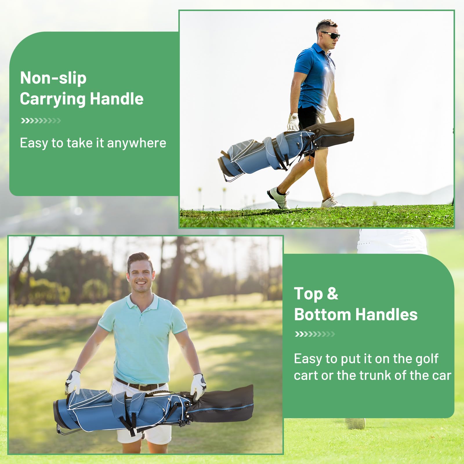 Golf Stand Bag, Lightweight Golf Club Bag with 4 Way Top Dividers