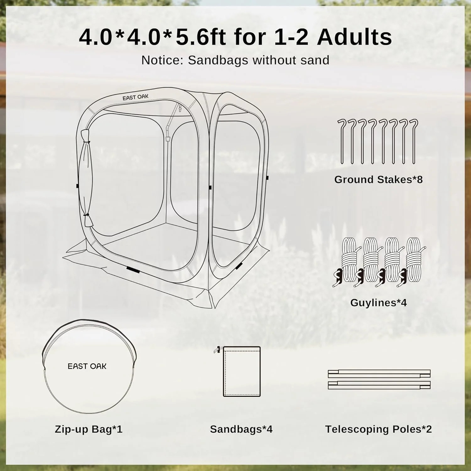 EAST OAK Screen House Tent Pop-Up, Portable Screen Room Canopy Instant Screen Tent 10 x 10 FT with Carry Bag for Patio, Backyard, Deck & Outdoor Activities, Beige