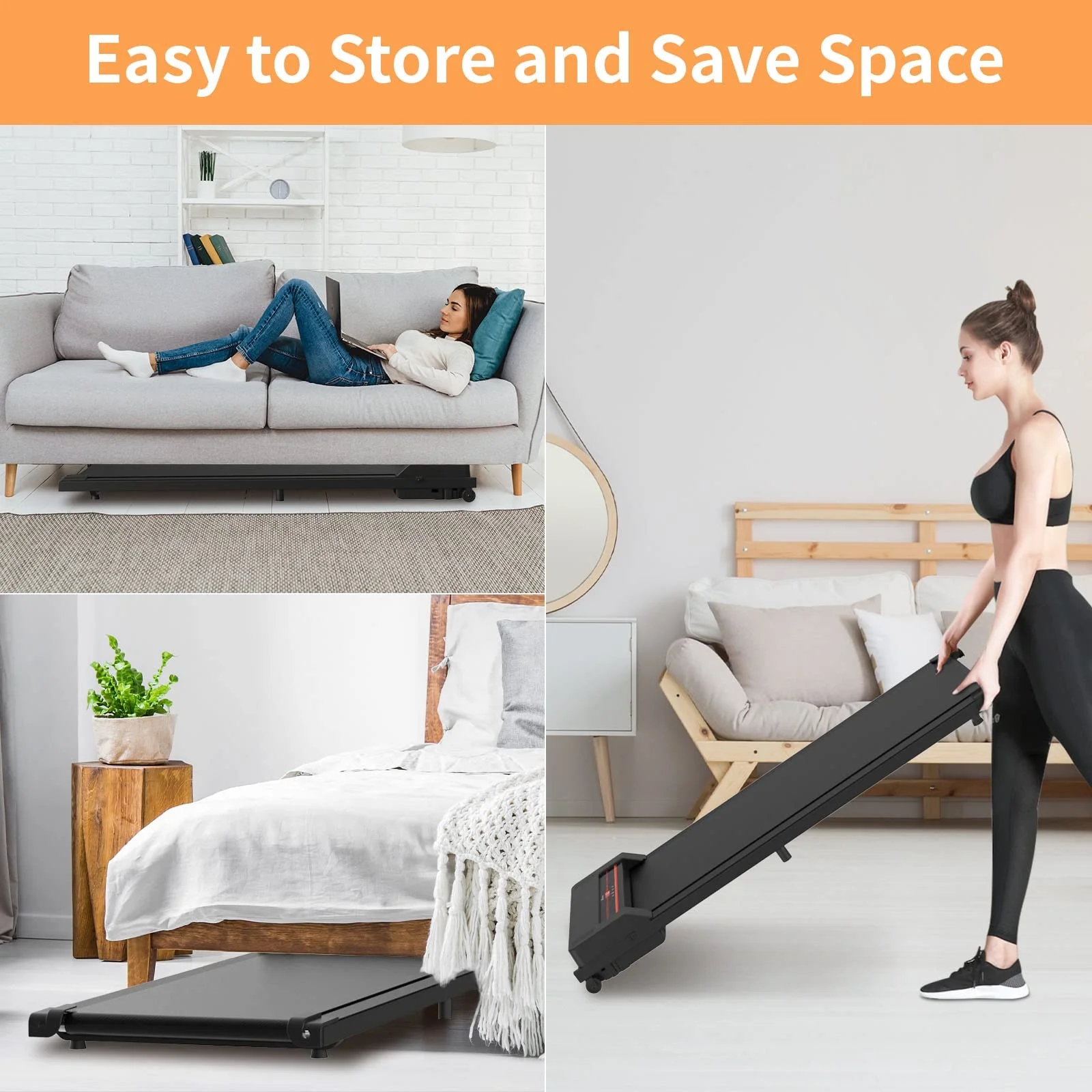 Walking Pad Treadmill Fitness Black