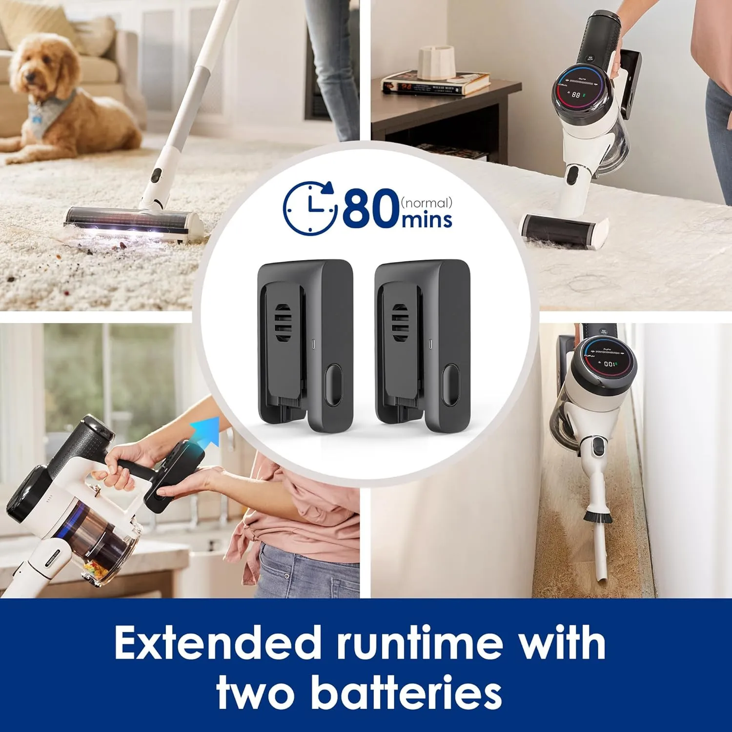 Cordless Vacuum Cleaner, Smart Stick Handheld Vacuum Strong Suction & Lightweight, Cordless Handheld Vacuum Deep Clean Hair, Hard Floor, Carpet, Car (Pure ONE S11 Grey)