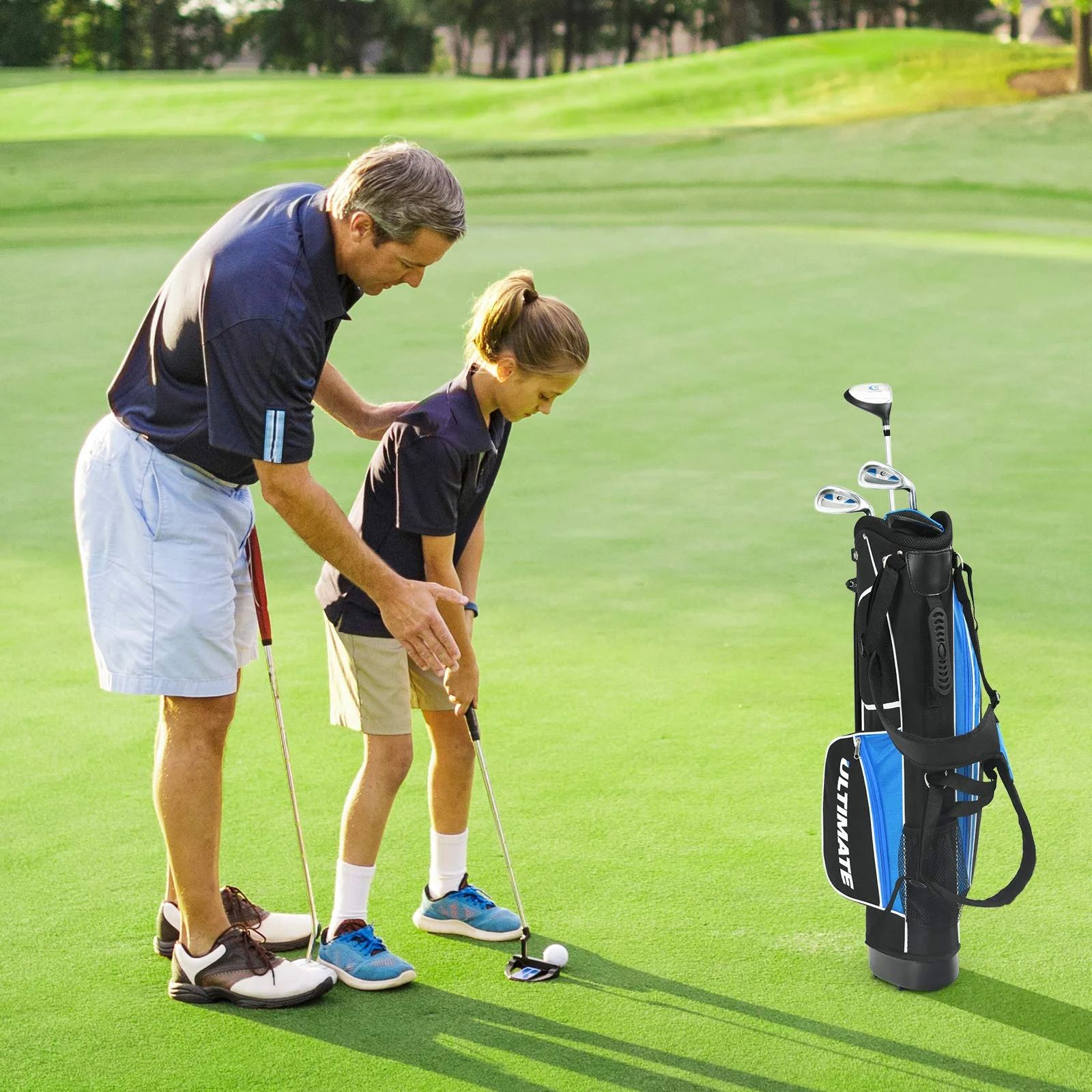 Junior Complete Golf Club Set for Age 8 to 13, Includes 3# Fairway Wood, 7# & 9# Irons, Putter