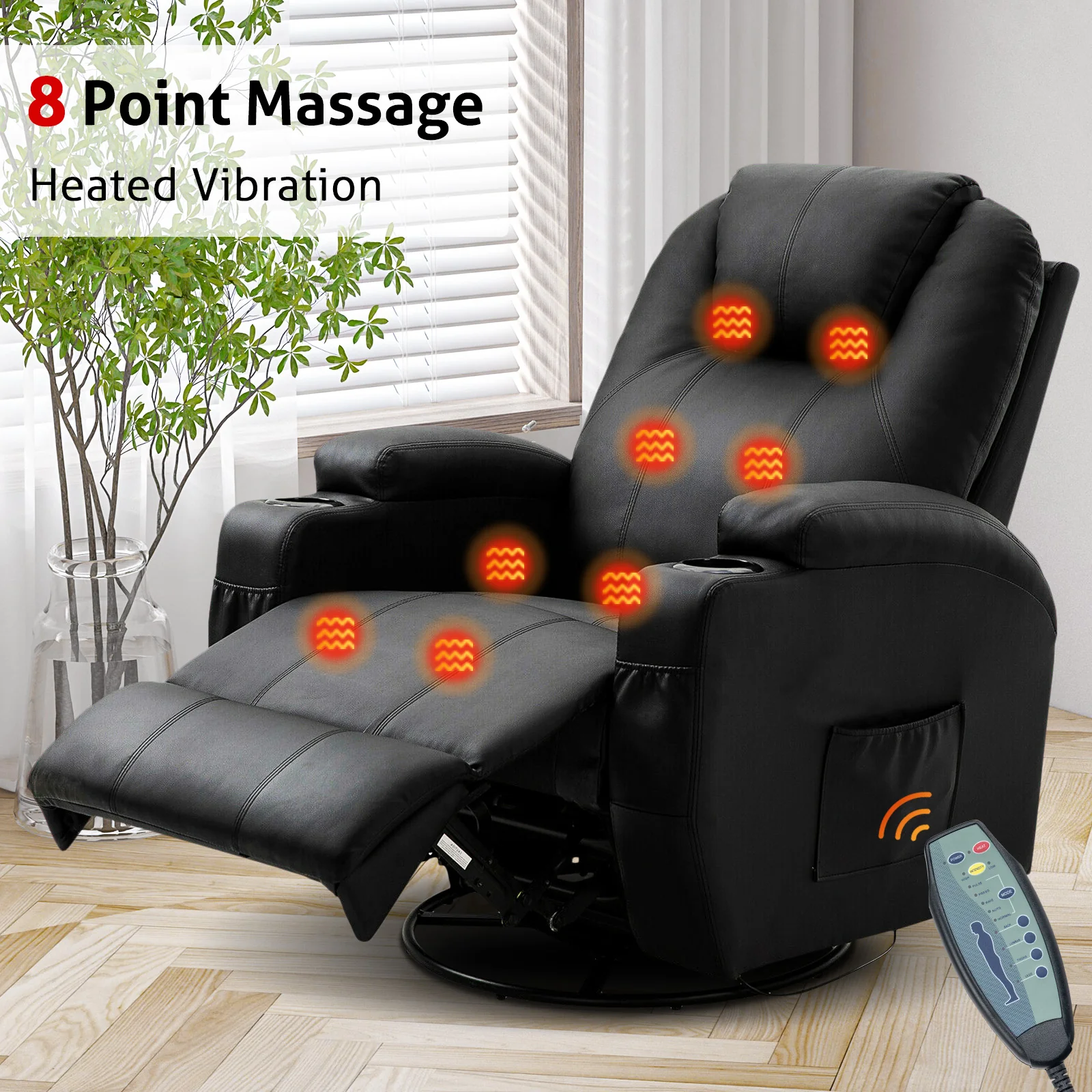 Recliner Massage Chair Sofa PU Leather