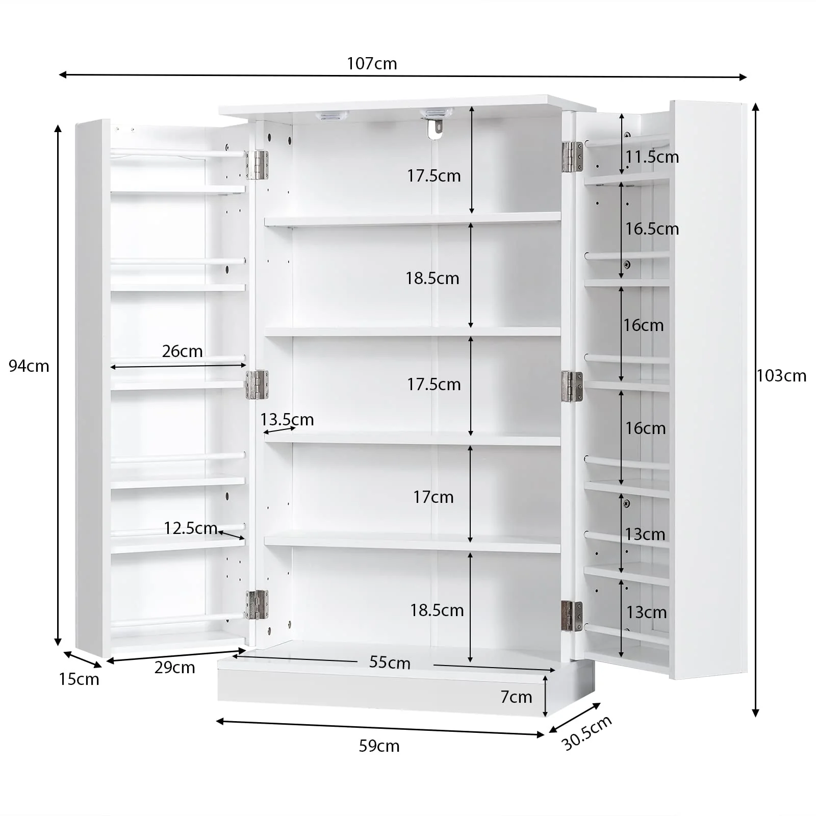 Giantex 2-Door Pantry Cabinet w/ 6 Adjustable Shelves, 17-Tier Buffet Sideboard, Kitchen Storage Cabinet