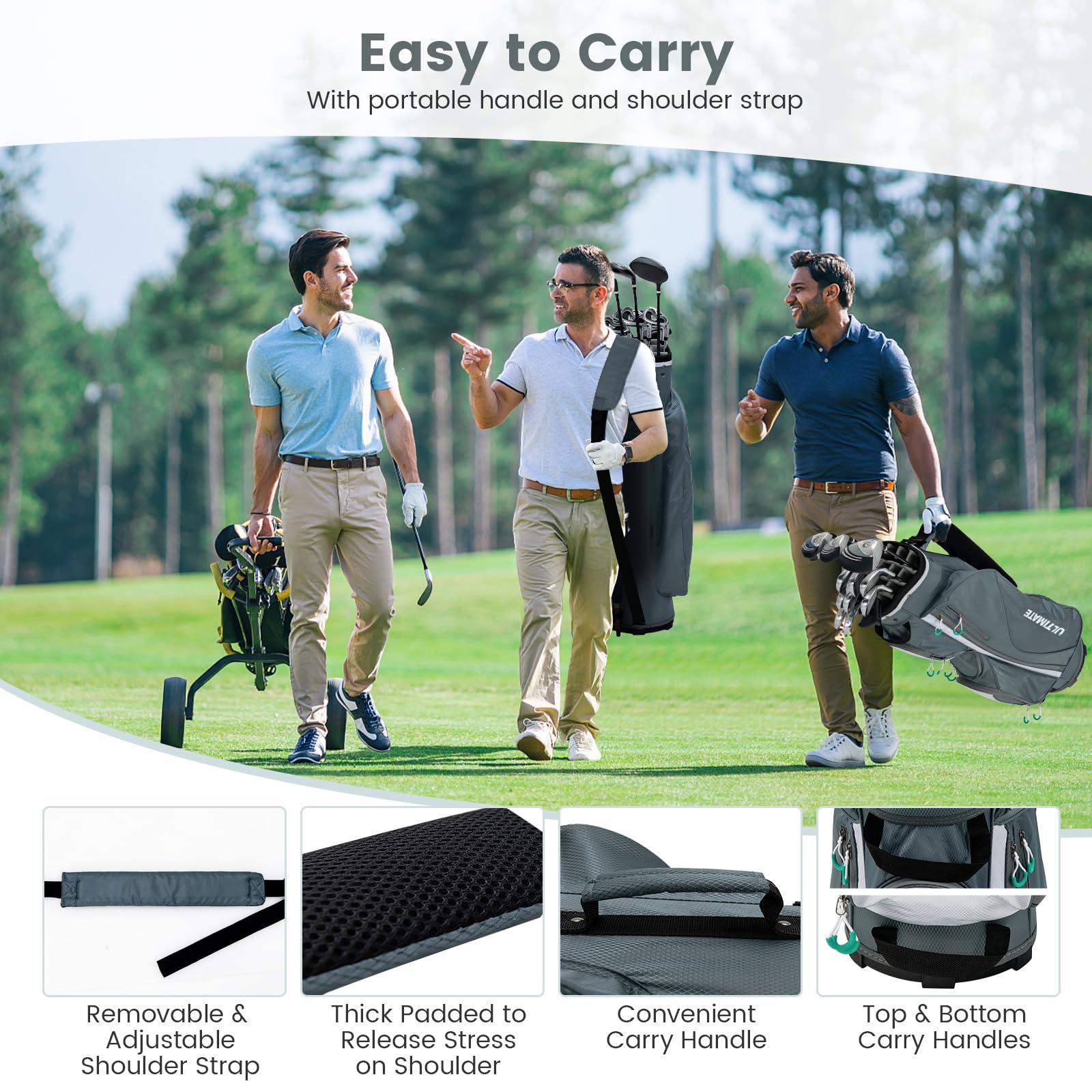 Golf Cart Bag with 14 Top Dividers