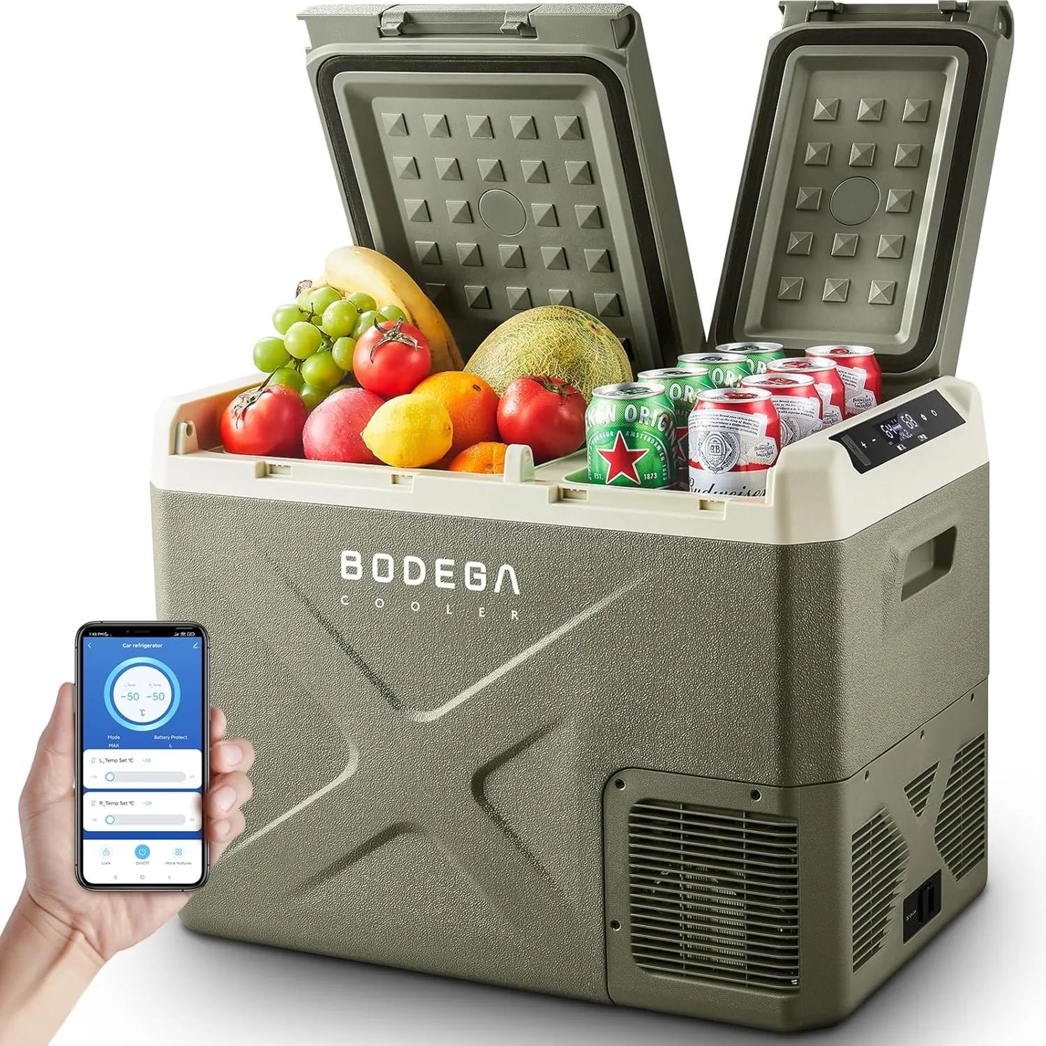 BODEGACOOLER Car Refrigerator, Car Fridge Dual Zone for Outdoor Camping Travel Vehicles Home Use