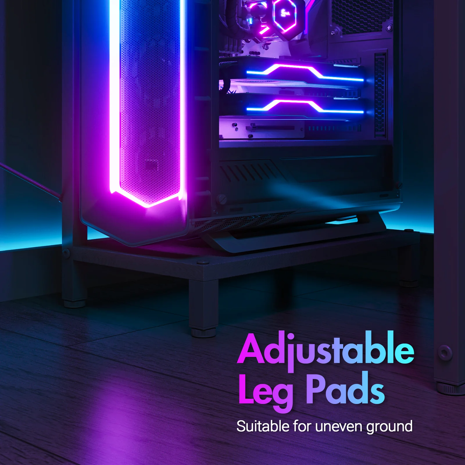 L Shaped Gaming Desk with LED Lights Black