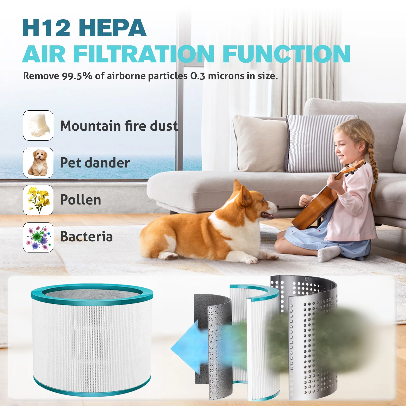 Heater Bladeless Tower Fan with Air Purifier