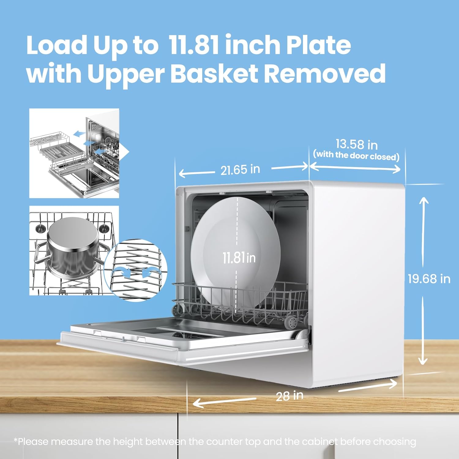 COMFEE' Portable Dishwasher Countertop with 5L Built-in Water Tank, No Hookup Needed, 6 Programs, 360�� Dual Spray, 192??High-Temp& Air-Dry Function, Mini Dishwasher for RVs, White