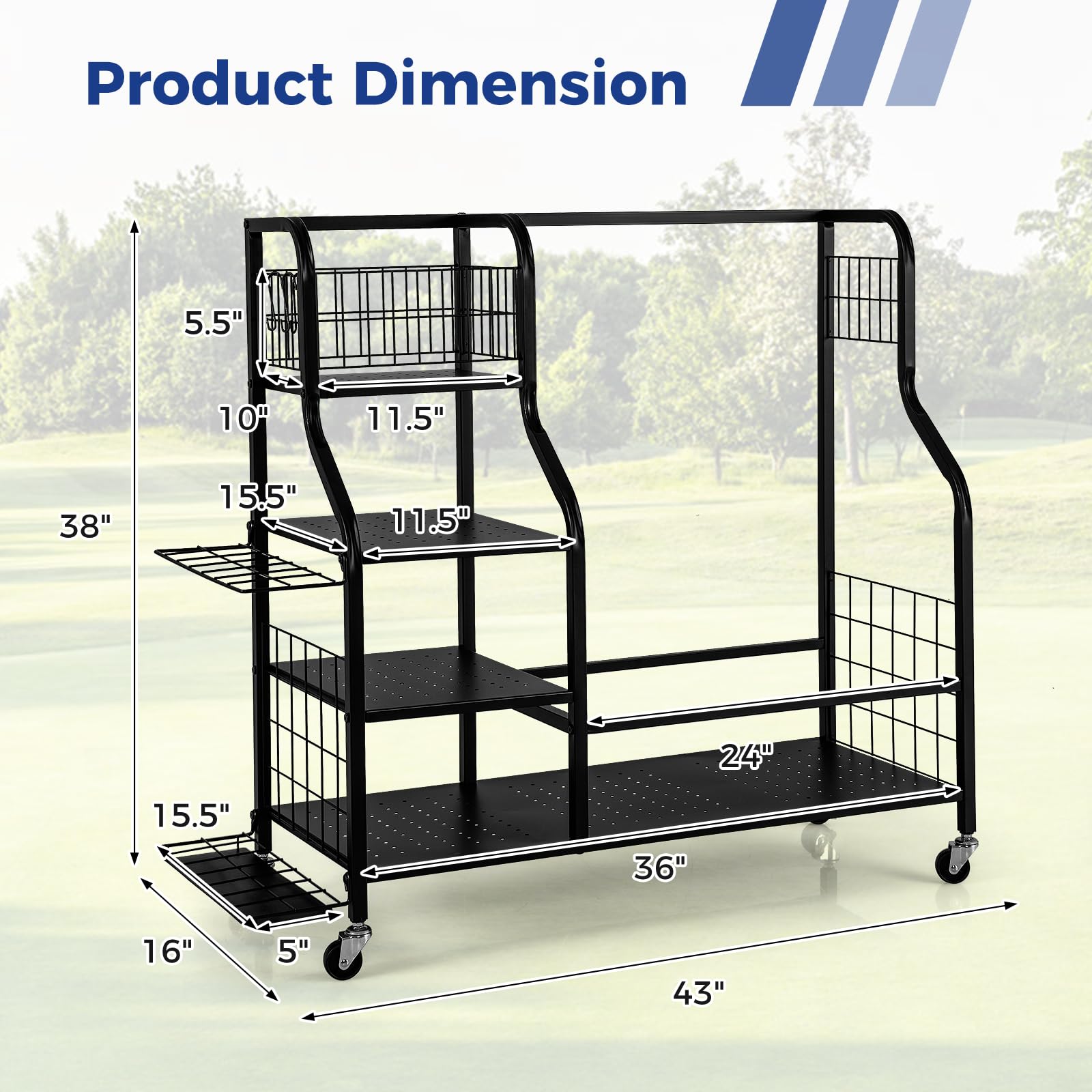 Golf Bag Storage Garage Organizer, Extra Large Storage Stand for 2 Golf Bags