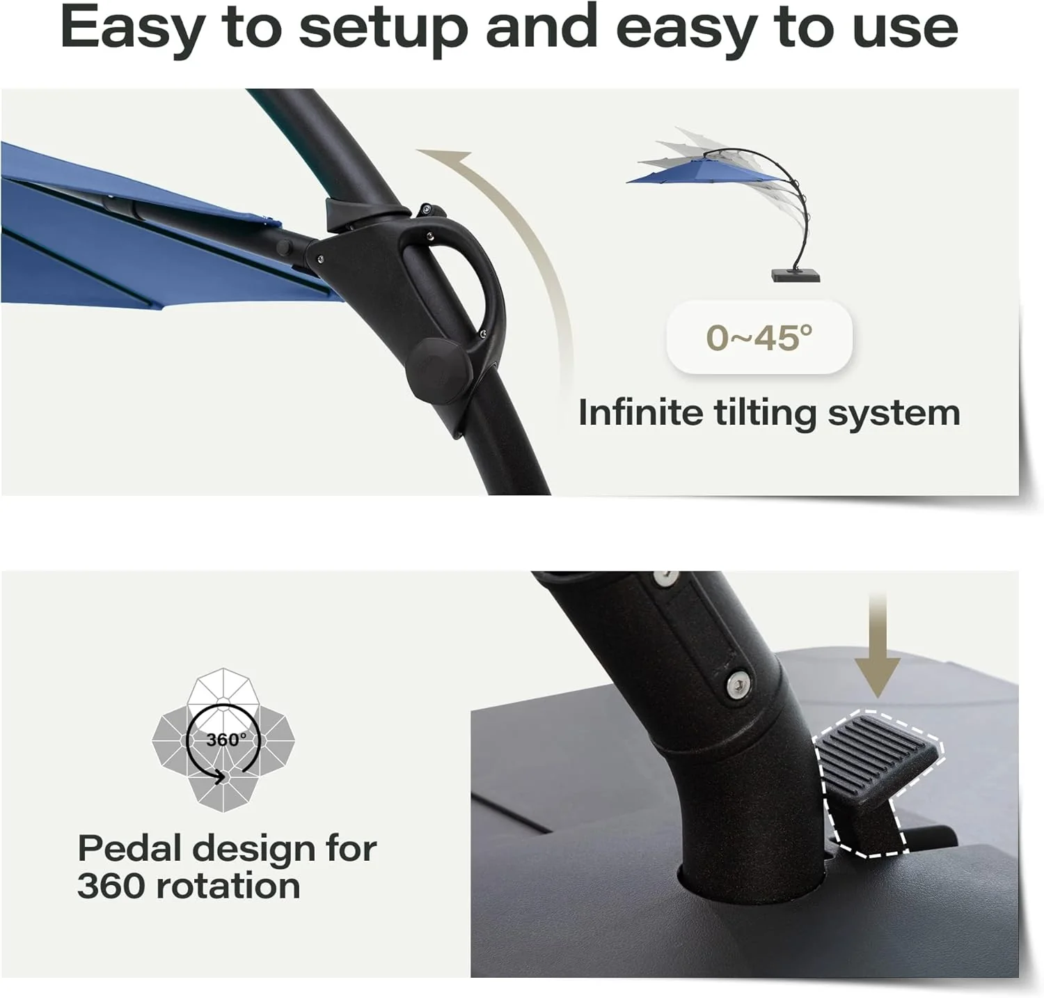 LAUSAINT HOME Outdoor Patio Umbrella with Base included, 11 FT Deluxe Curvy Cantilever Umbrella Heavy Duty Offset Hanging Umbrella with 360�� Rotation for Market, Pool, Garden, Backyard, Deck (Beige)