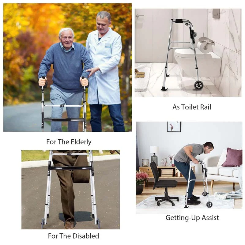 Foldable Standard Walker 440lbs Walking Mobility Aid with 5