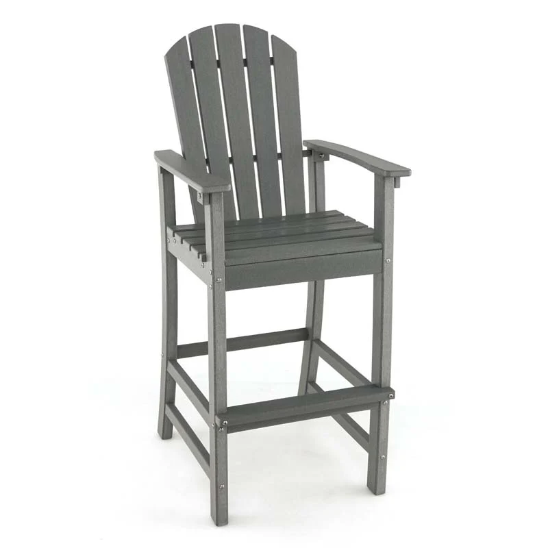 Outdoor HDPE Tall Adirondack Chairs with Armrests & Footrest, 30