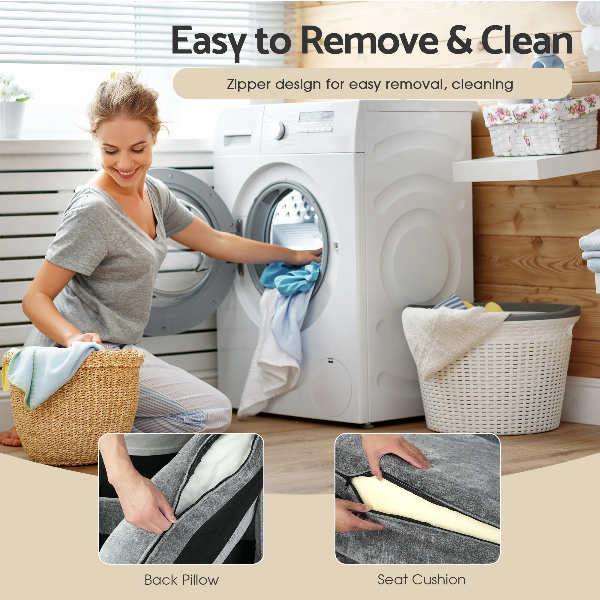 Sofa 3 Seaters Sofa L Shape Grey