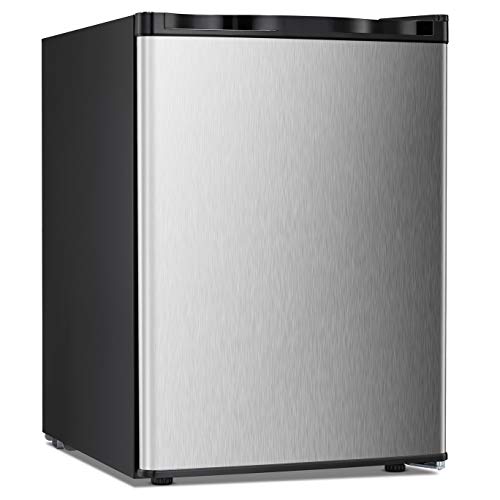 Antarctic Star Compact Chest Upright Freezer Single Door Reversible Stainless Steel Door, Compact Adjustable Removable Shelves for Home Office, 1.1 cu.Black
