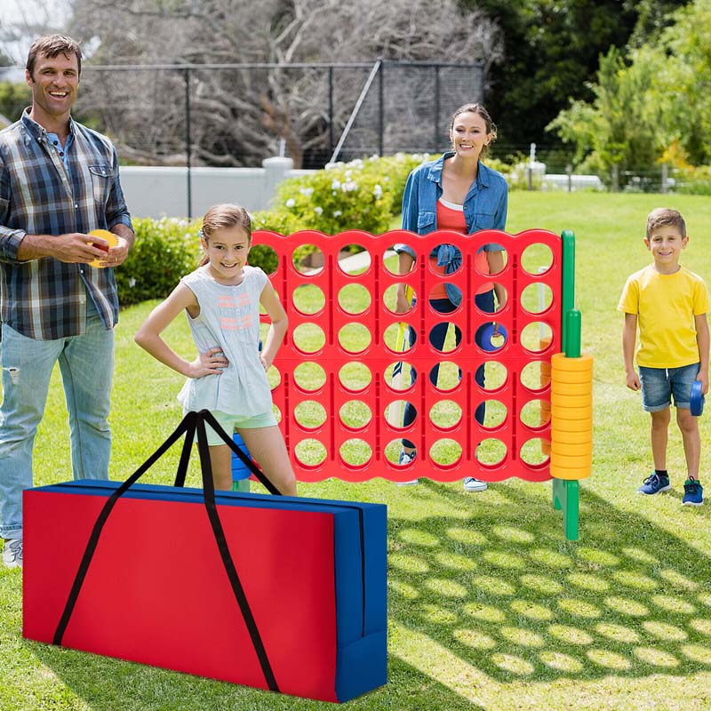 Giant 4-In-A-Row, Jumbo 4-to-Score Giant Game Set with 42 Jumbo Rings & Quick-Release Slider