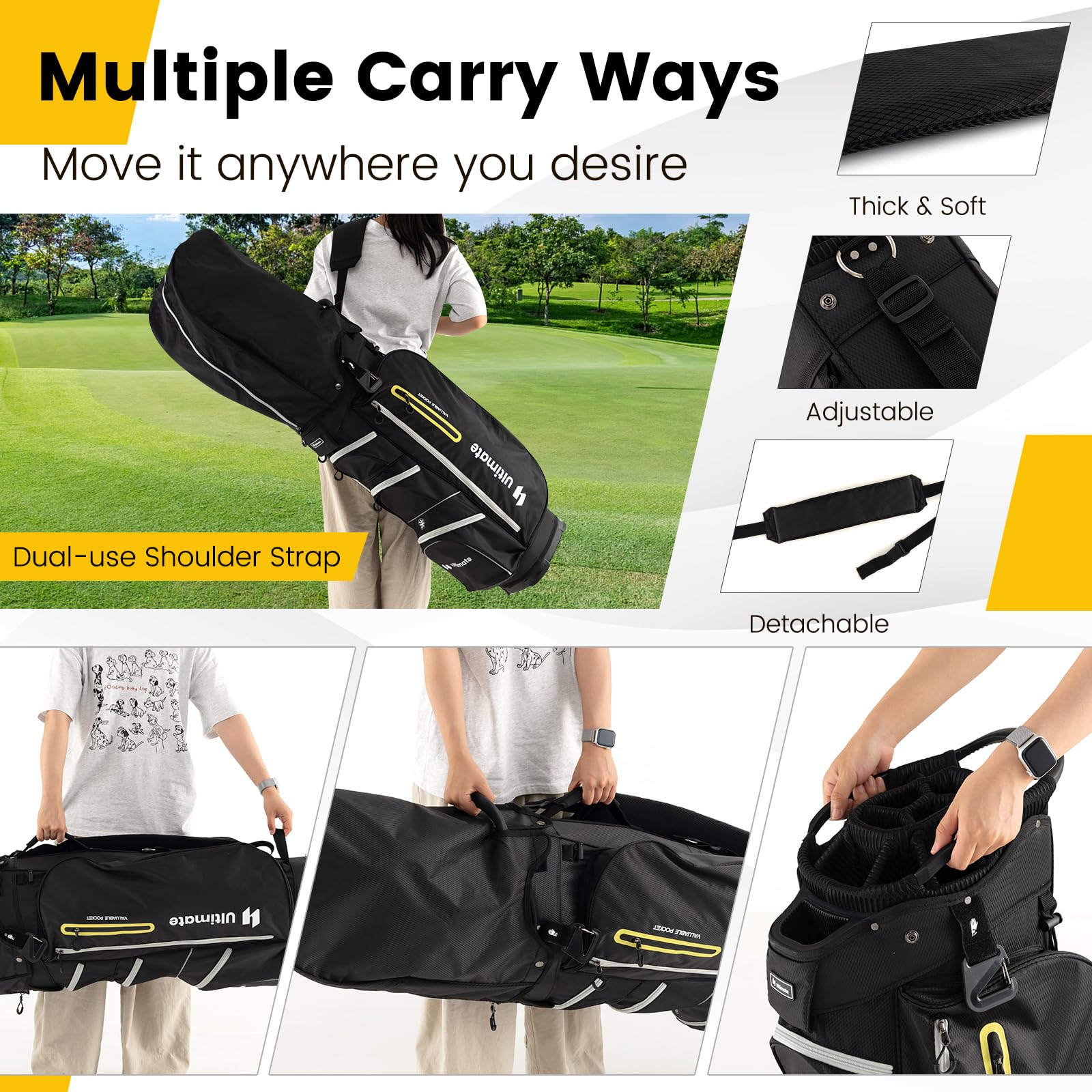 Golf Cart Bag with 15-Way Top Dividers