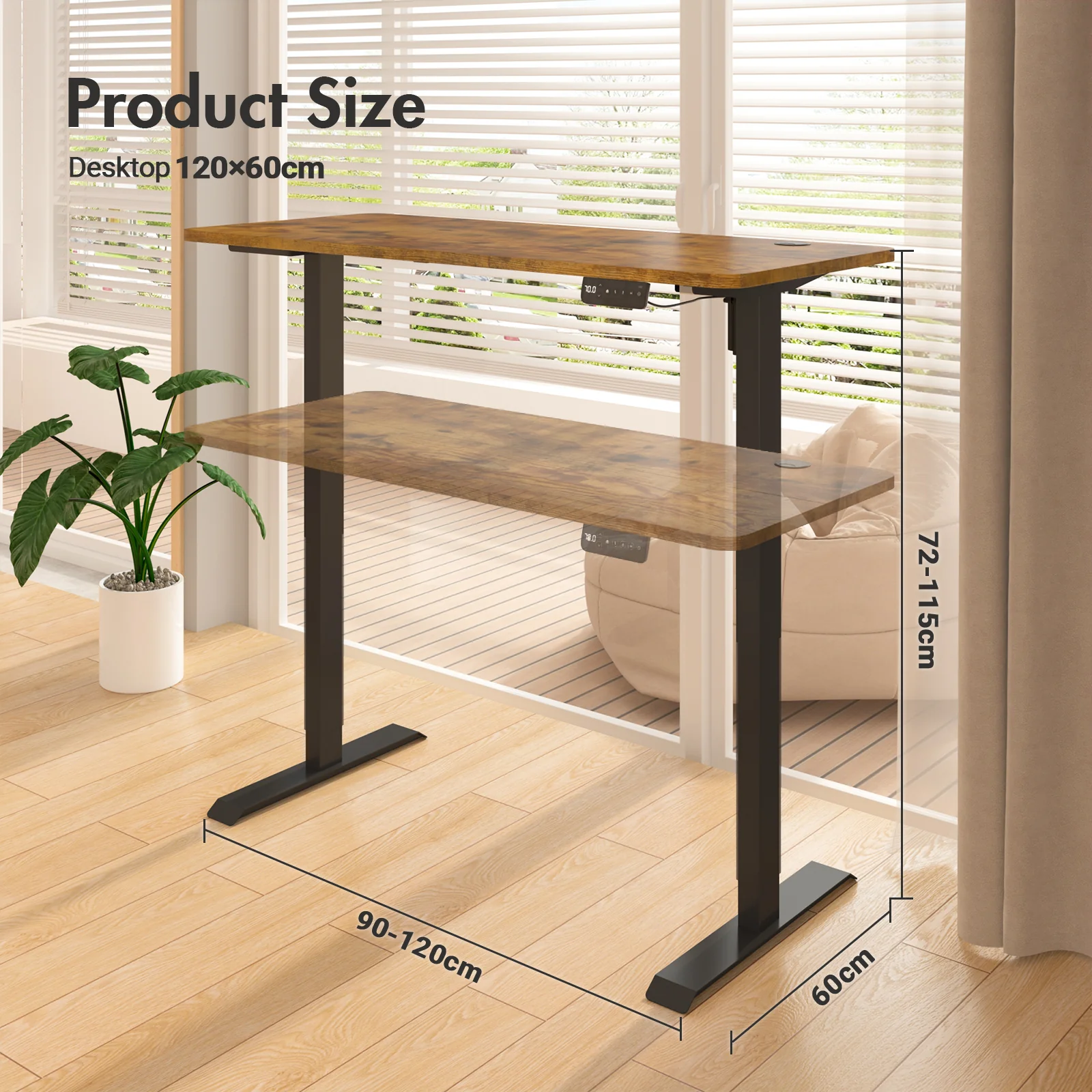 Electric Standing Desk  Adjustable Height 120cm