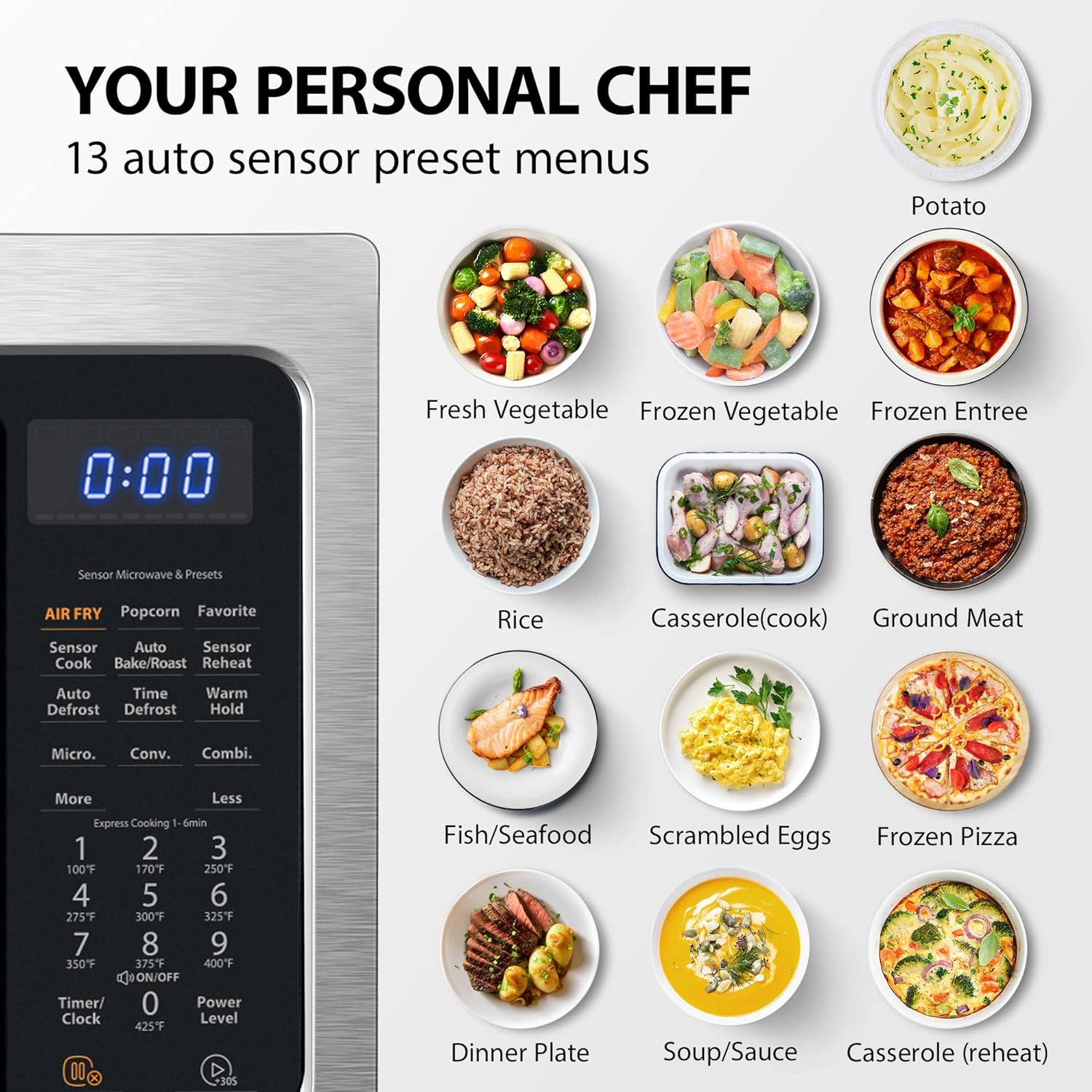 TOSHIBA 4-in-1 ML-EC42P(SS) Countertop Microwave Oven, Smart Sensor, Convection, Air Fryer Combo, Mute Function, Position Memory 13.6