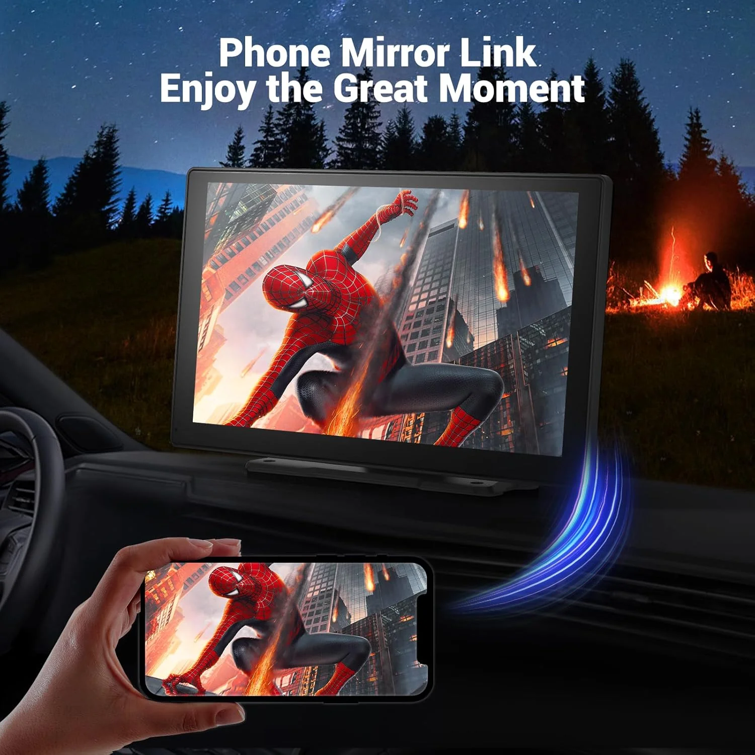 Wireless Apple Carplay Screen for Car 4K Dash Cam, 9