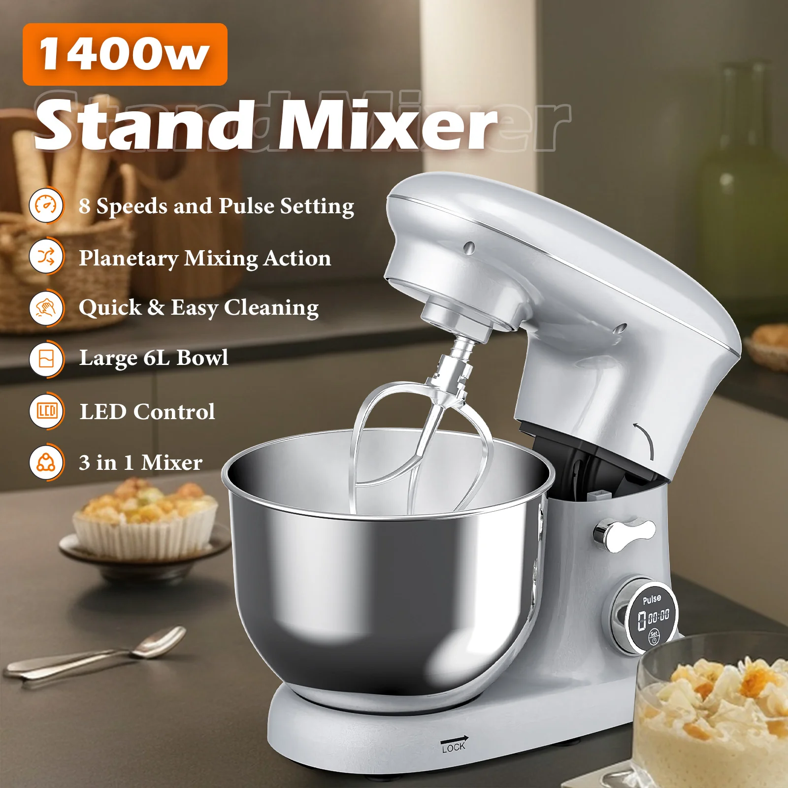 Stand Mixer 8 Speed Kitchen Food Mixer