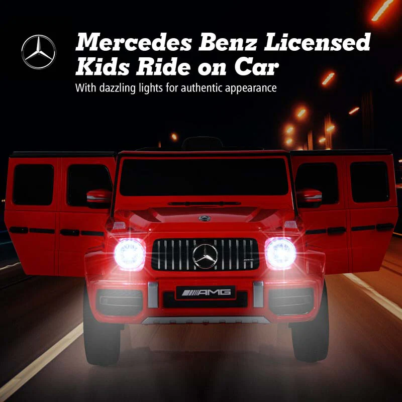 Licensed Mercedes-Benz G63 Kids Ride On Car, 12V Battery Powered Electric Toy Car with Spring Suspension