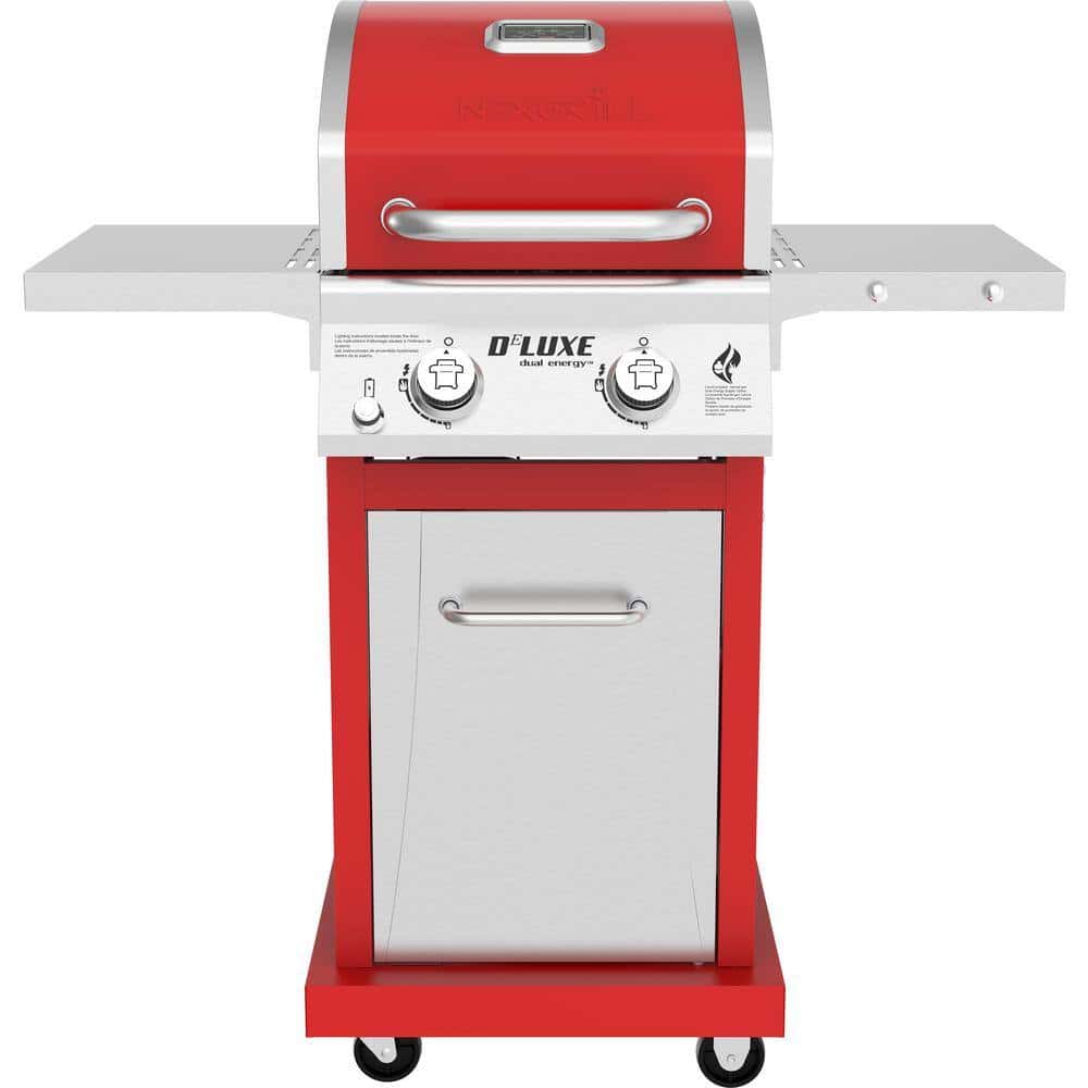 Nexgrill Deluxe 2-Burner Propane Gas Grill, Red ?C Stainless Steel, 28,000 BTUs, Compact Design
