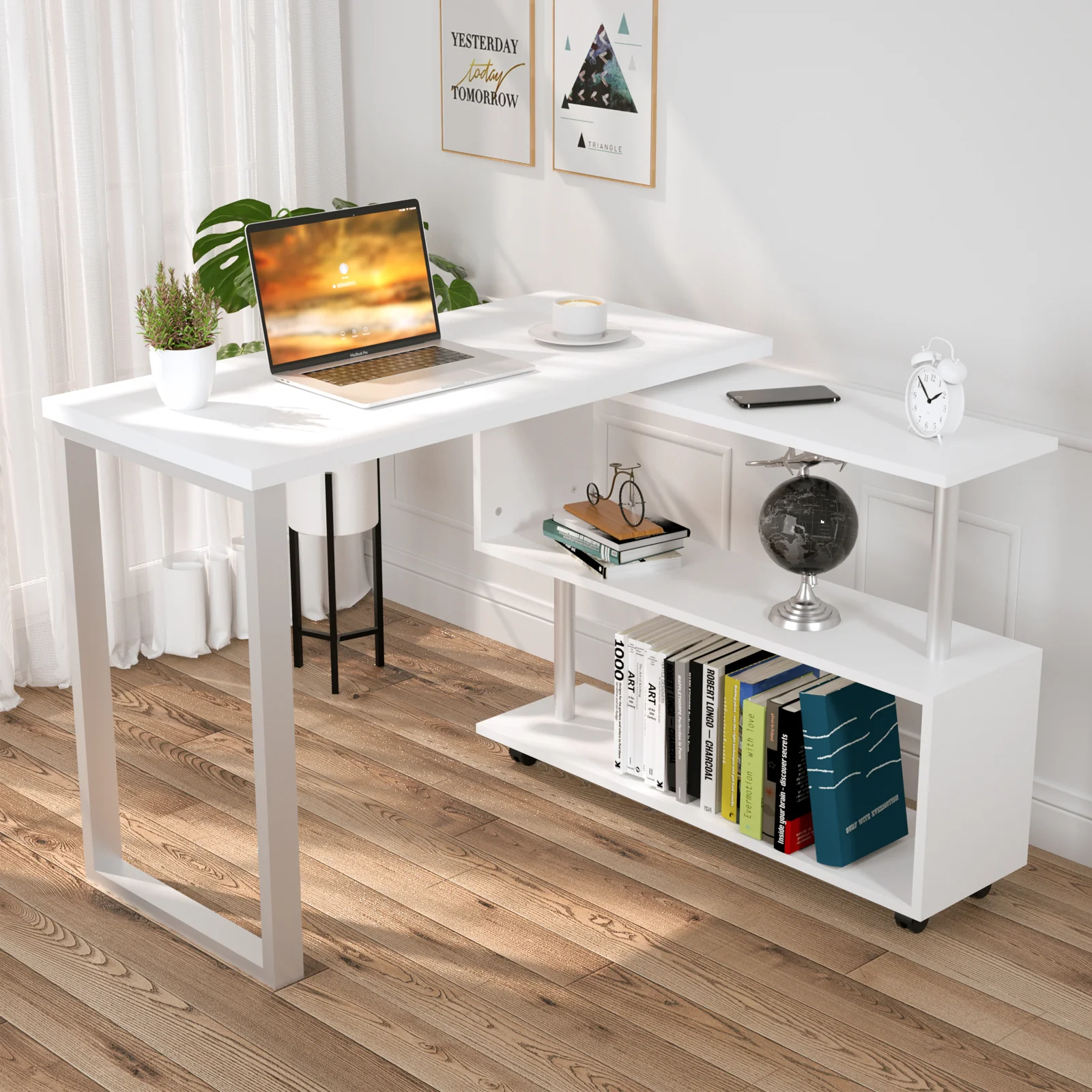 Office Desk Computer Desk Swivel L-shape