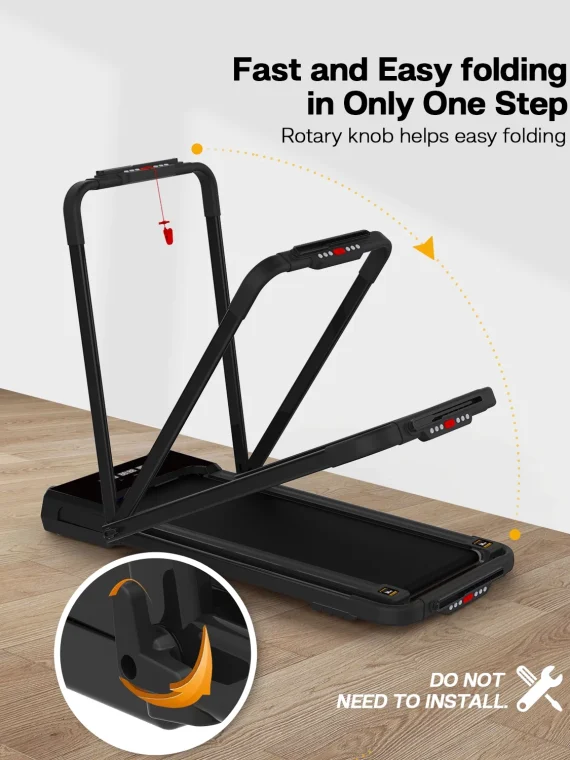 FYC 3.5HP Under Desk Treadmill ?C 300LBS Weight Capacity, 2-in-1 Foldable Design, Remote Control & LED Display ?C Compact Electric Walking and Running Machine for Walking, Running, Jogging (Black)