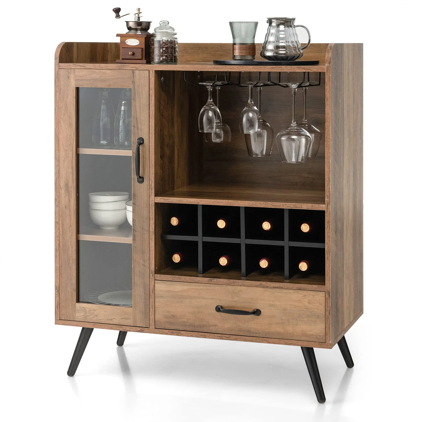 Giantex Wine Cabinet, Buffet Sideboard with Removable Wine Rack, Drawer, Shelves
