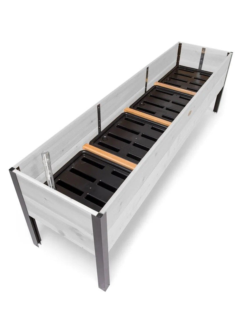 EcoStained Self-Watering Raised Planter Box with Aluminum Legs, Cedar/Cypress, 96   x24   x29
