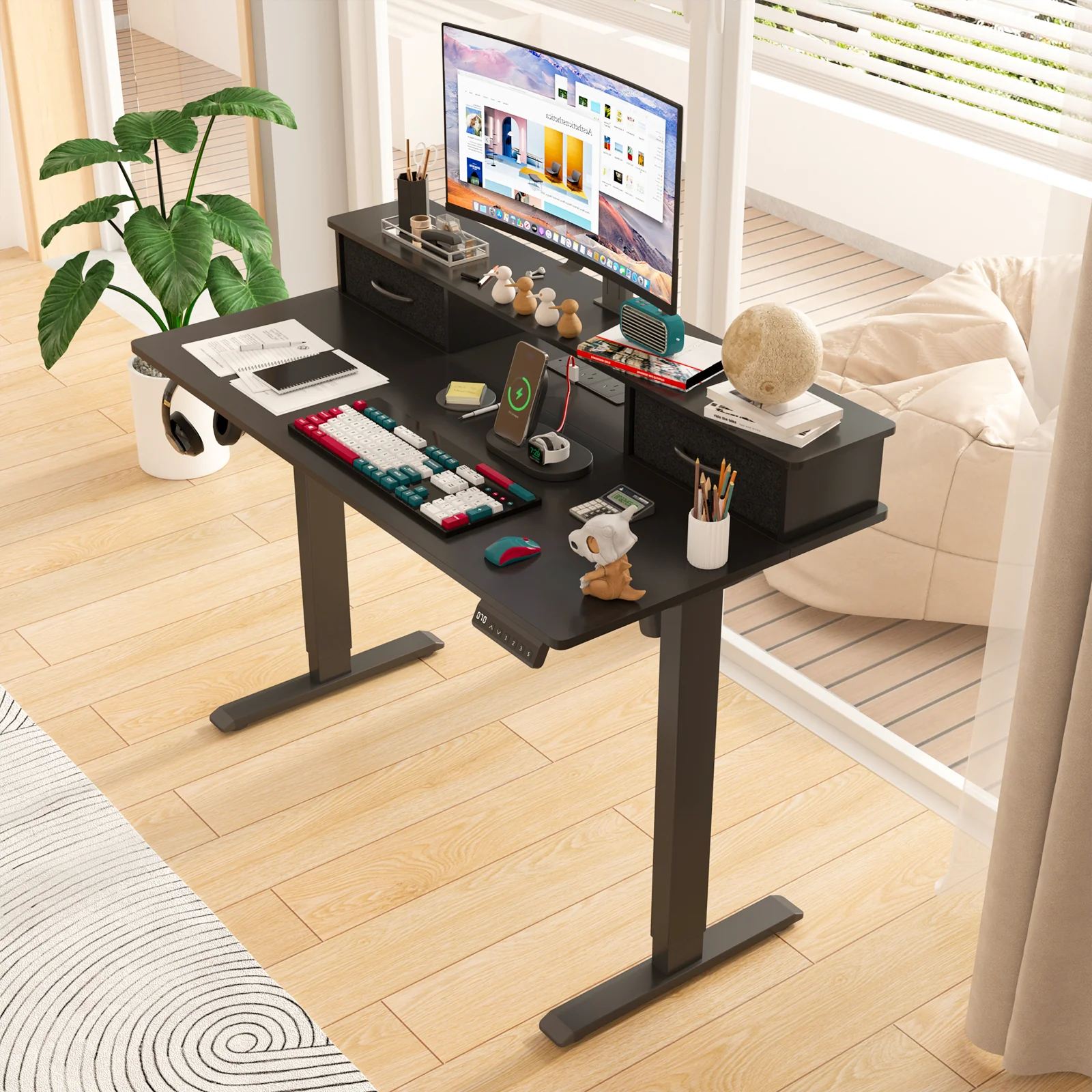 Electric Standing Desk with Monitor Stand