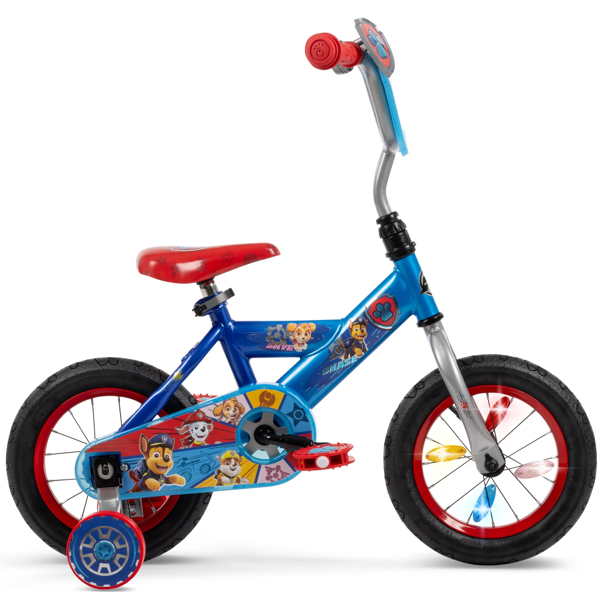 Huffy Paw Patrol Kids Bike 12��� Blue, Ages 3+, LED Lights, Training Wheels, Steel Frame