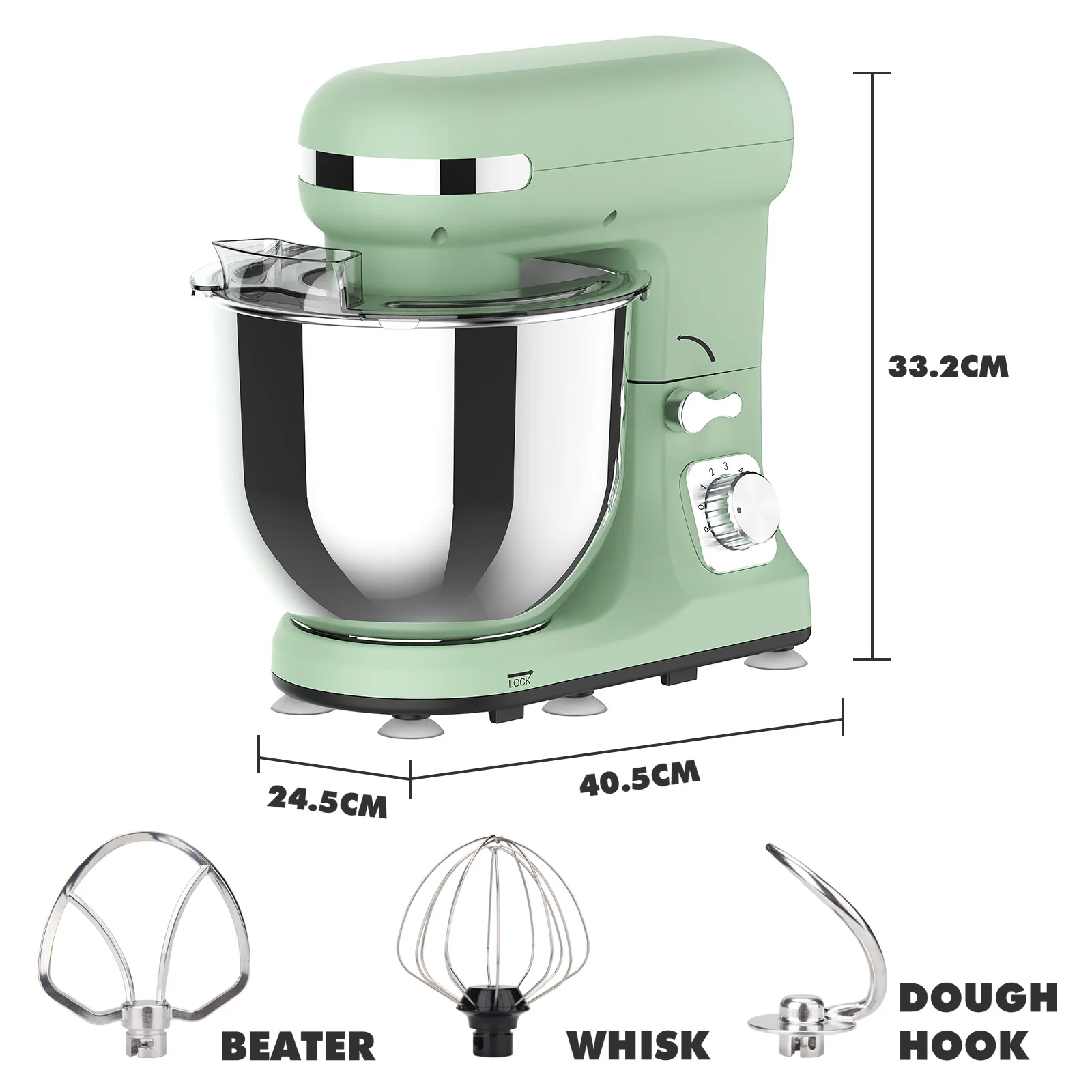 6.5L 1400W Stand Mixer 6-Speed Green