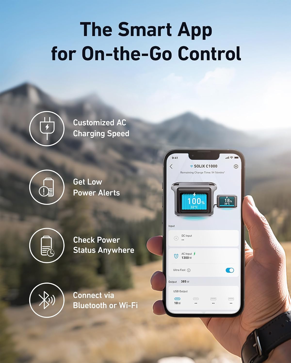 Anker SOLIX C1000 Portable Power Station with 200W Solar Panel, 1800W Solar Generator, 1056wh LFP (LiFePO4) Battery, 6 AC Outlets, Up to 2400W for Home, Power Outages, and Outdoor Camping