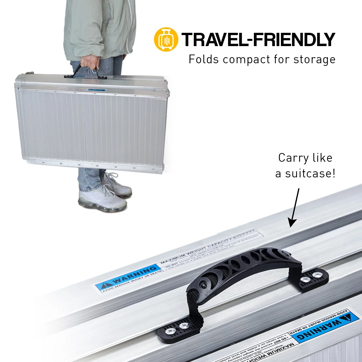 Kartrite 5ft Aluminium Foldable Wheelchair Ramp Non-Slip R02 Silver