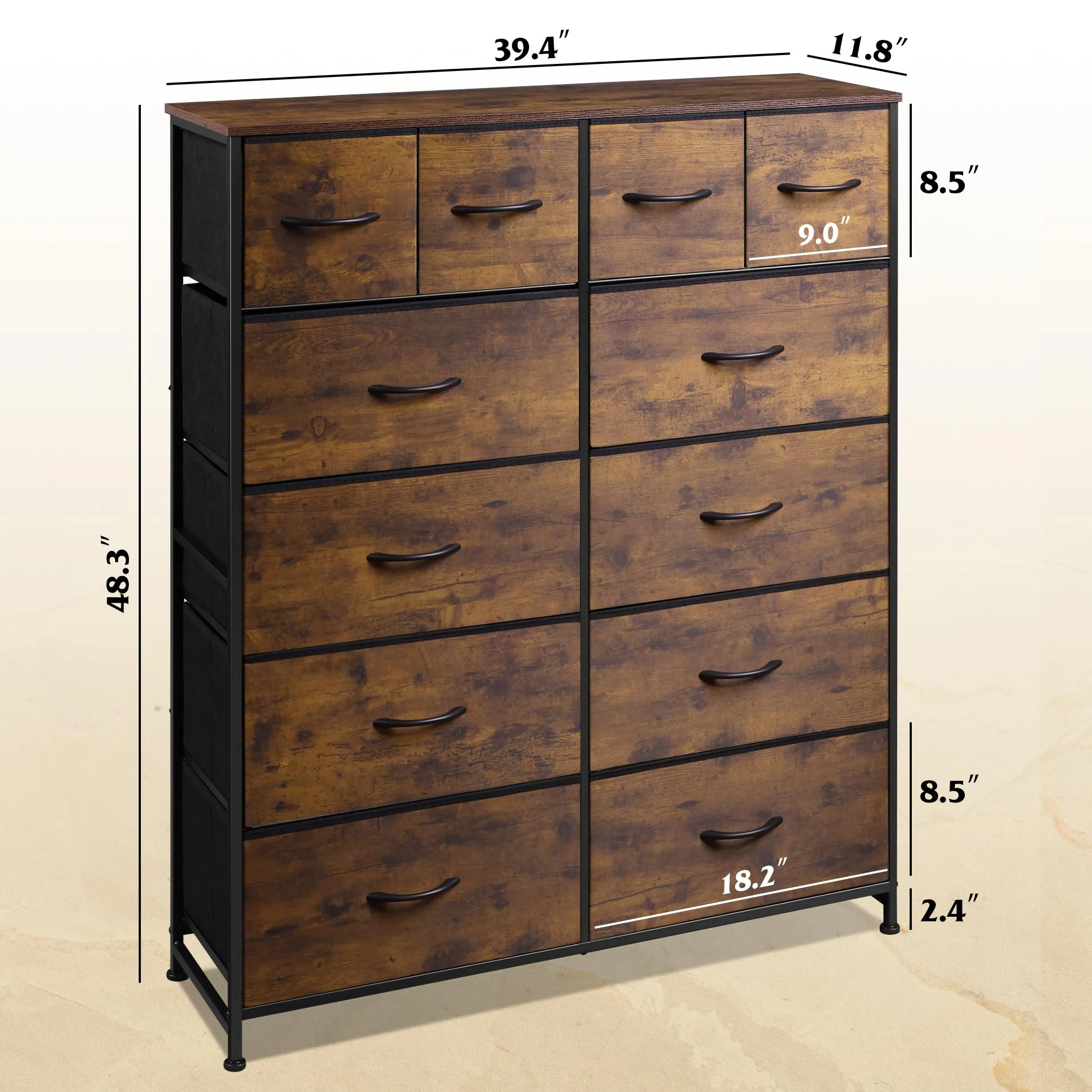WLIVE Tall Dresser for Bedroom with 12 Drawers