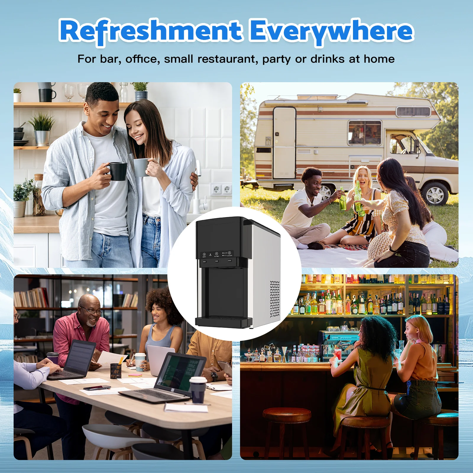 3-in-1 Ice Maker with Cold Water Dispenser