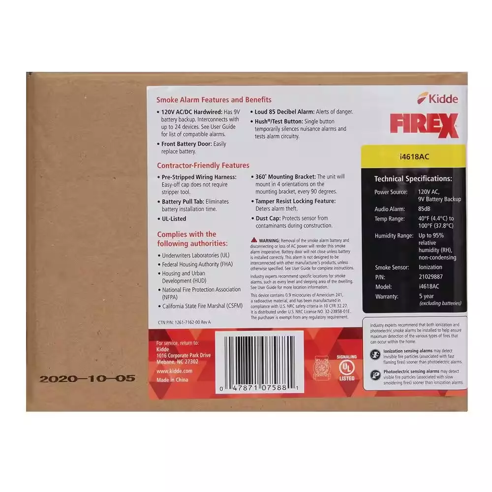 Firex 4-Pack Hardwired Smoke Detector with Ionization Sensor