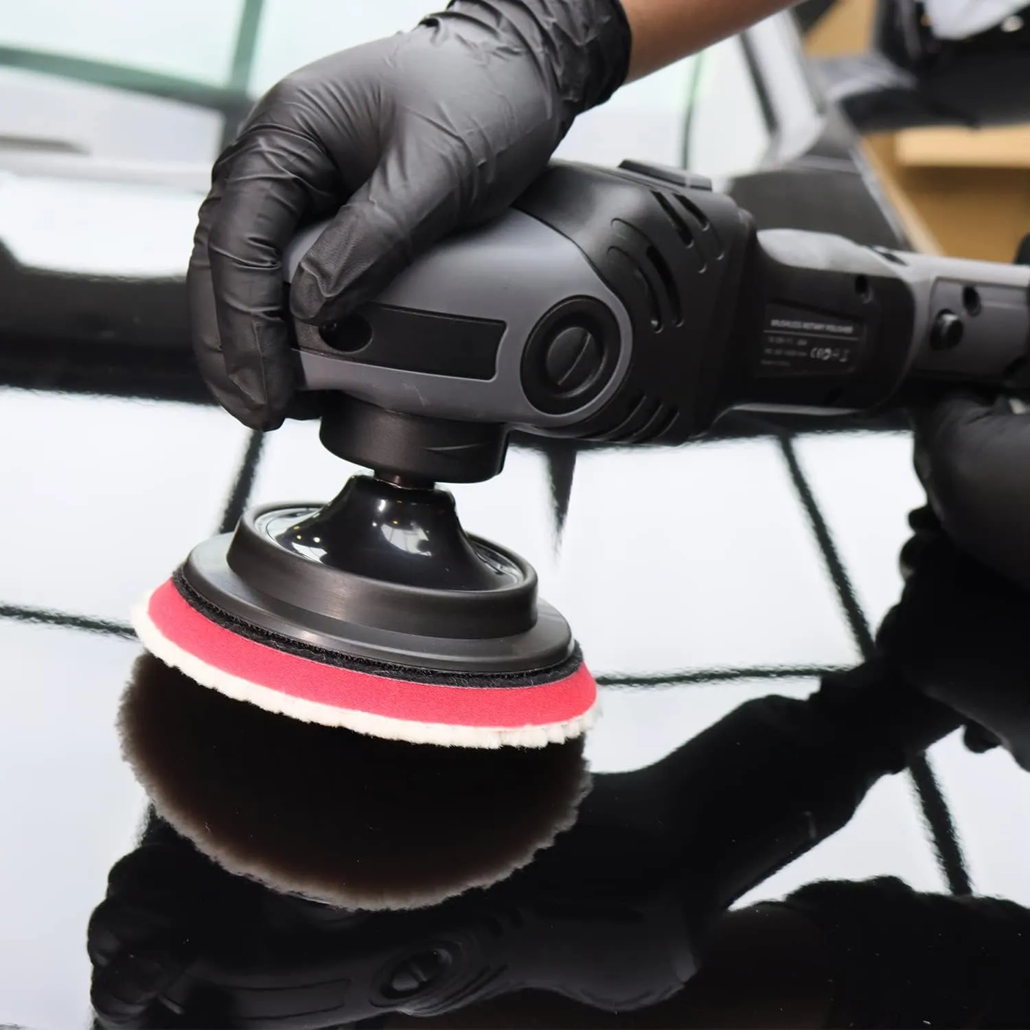 18V Cordless Car Polisher, 15mm Orbit 2000-4800 OPM Portable Buffer Polisher with 7 Variable Speed 2Pcs 4.0Ah Battery, 6 Sponge Pads,2 Wool Pad, Tool Bag for Car Polishing, Waxing