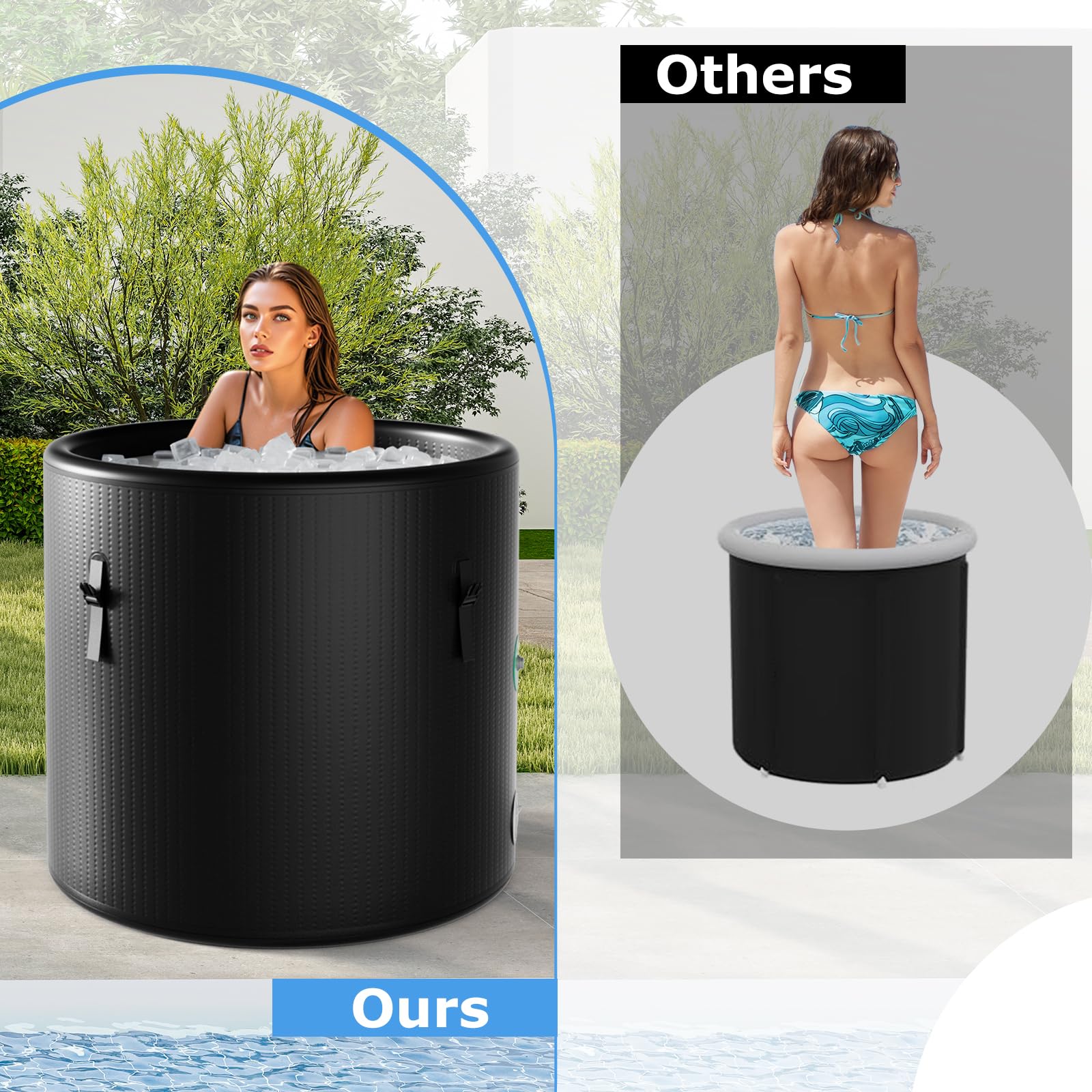 79 Gal Ice Bath Tub for Athletes, Inflatable Cold Plunge Tub w/Multiple Layered, Lid, Pump