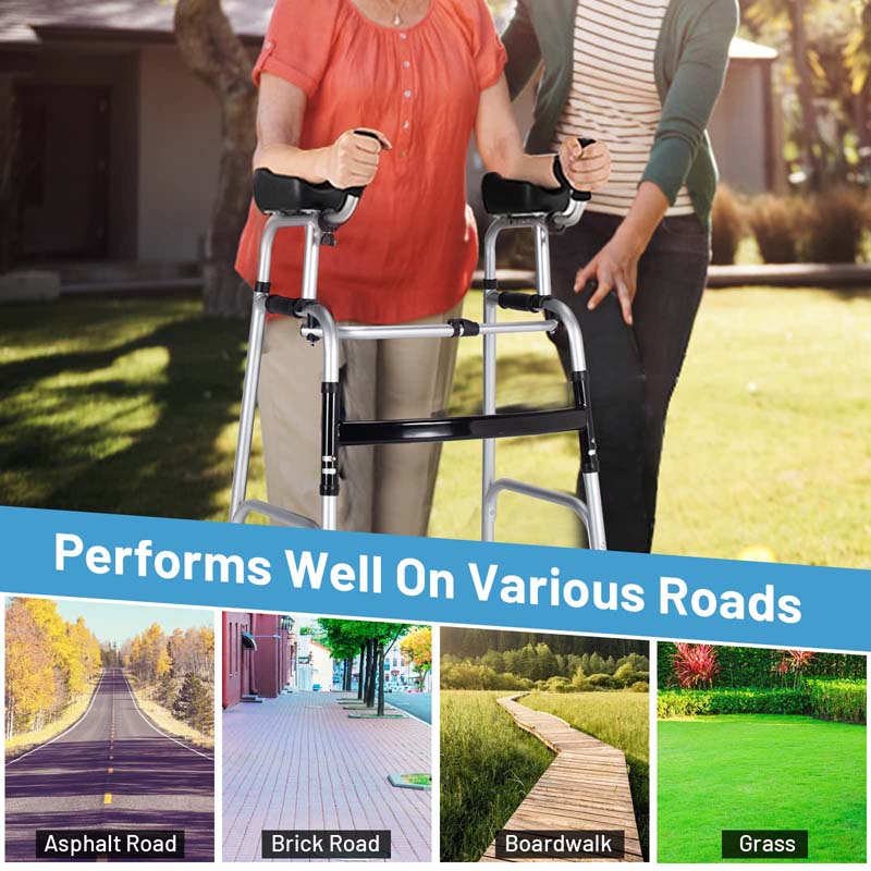 Foldable Standard Walker 440lbs Walking Mobility Aid with 5