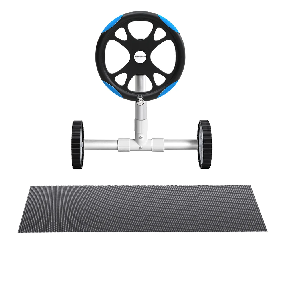 Aqua Buddy Pool Cover 600 Micron 10x4m w/ Roller 5.55m Black Solar Blanket