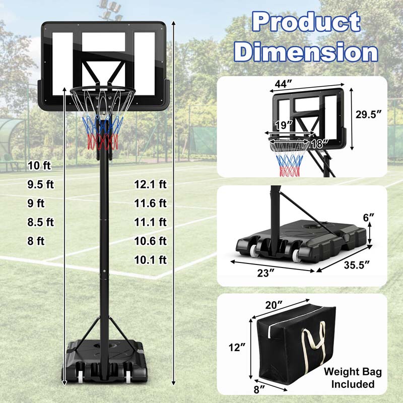 8-10FT 5-Level Height Adjustable Basketball Goal Stand with 44