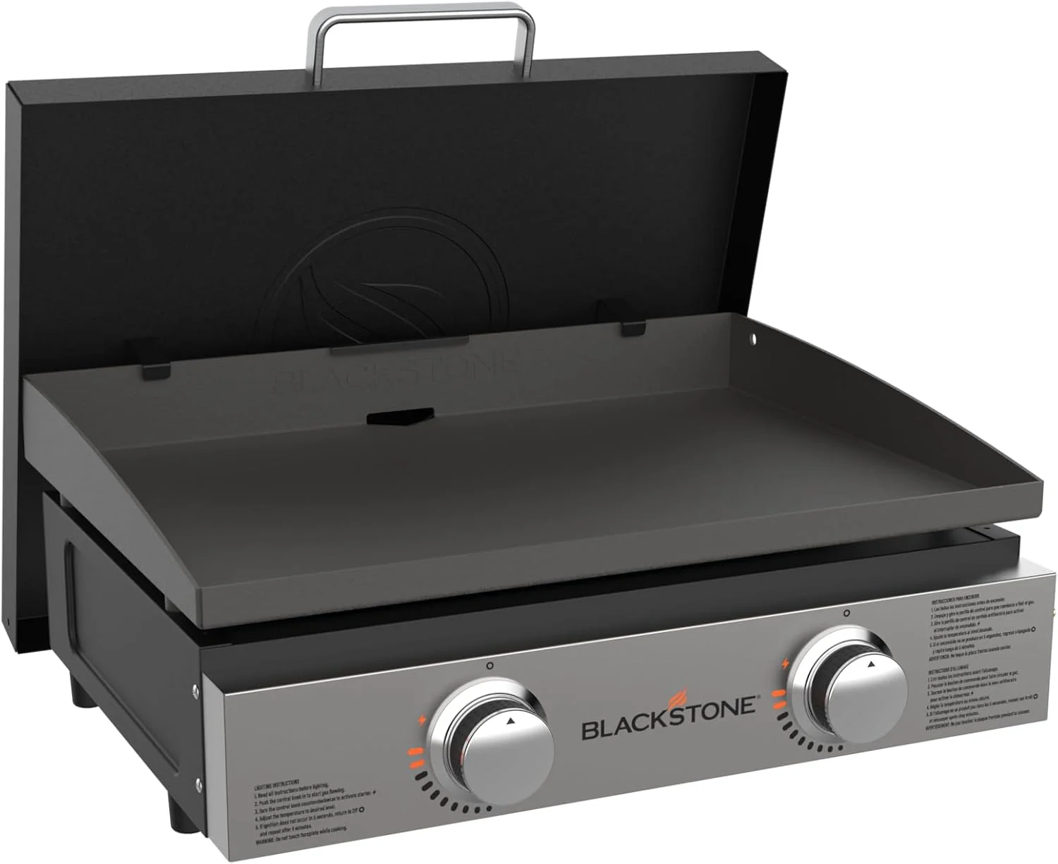 22�� Tabletop Griddle with Stainless Steel Faceplate, Powder Coated Steel, Black