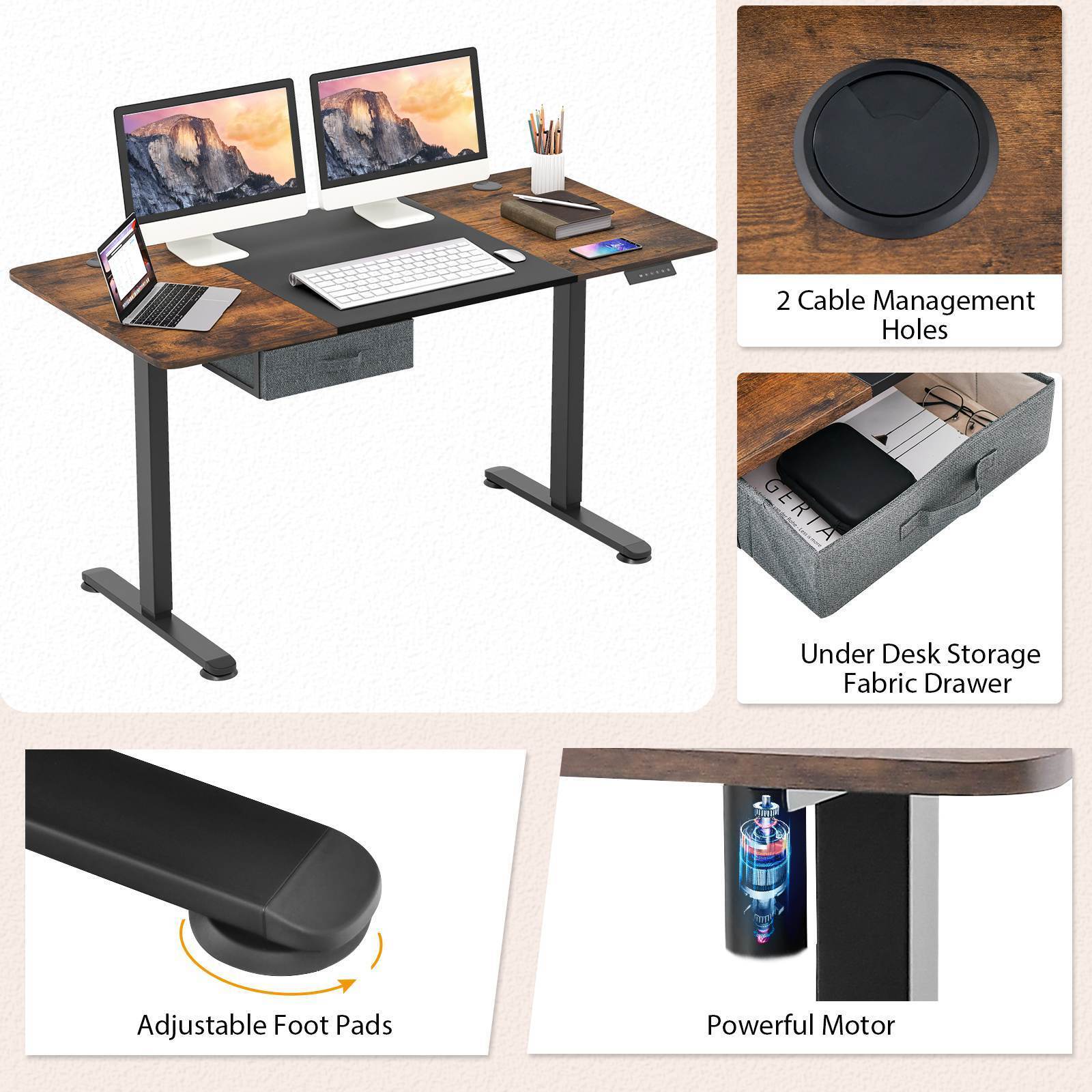 140x70cm Electric Standing Desk Height Adjustable Stand up Computer Workstation