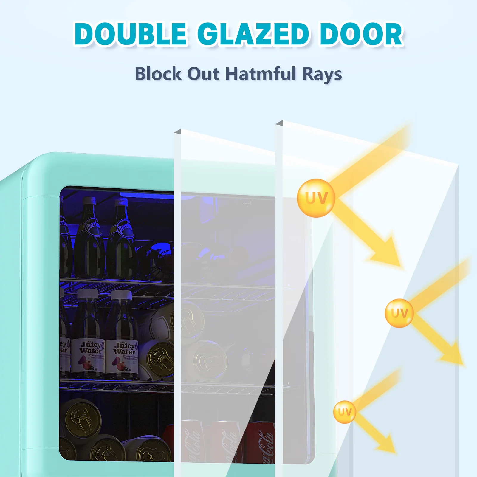 Mini Bar Fridge Cooler Blue Retro Fridge