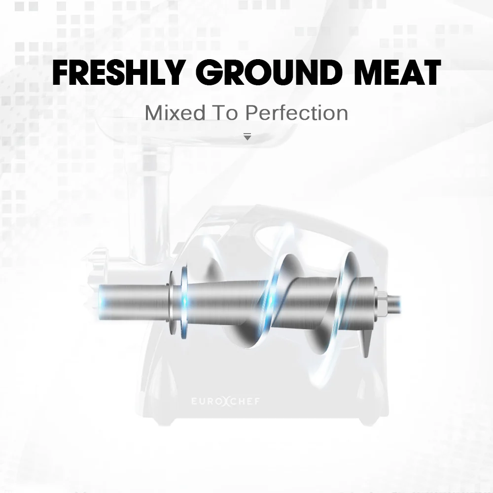 EUROCHEF Electric Meat Grinder, Stainless Steel Mincer Sausage Filler Kibbe Maker, Black